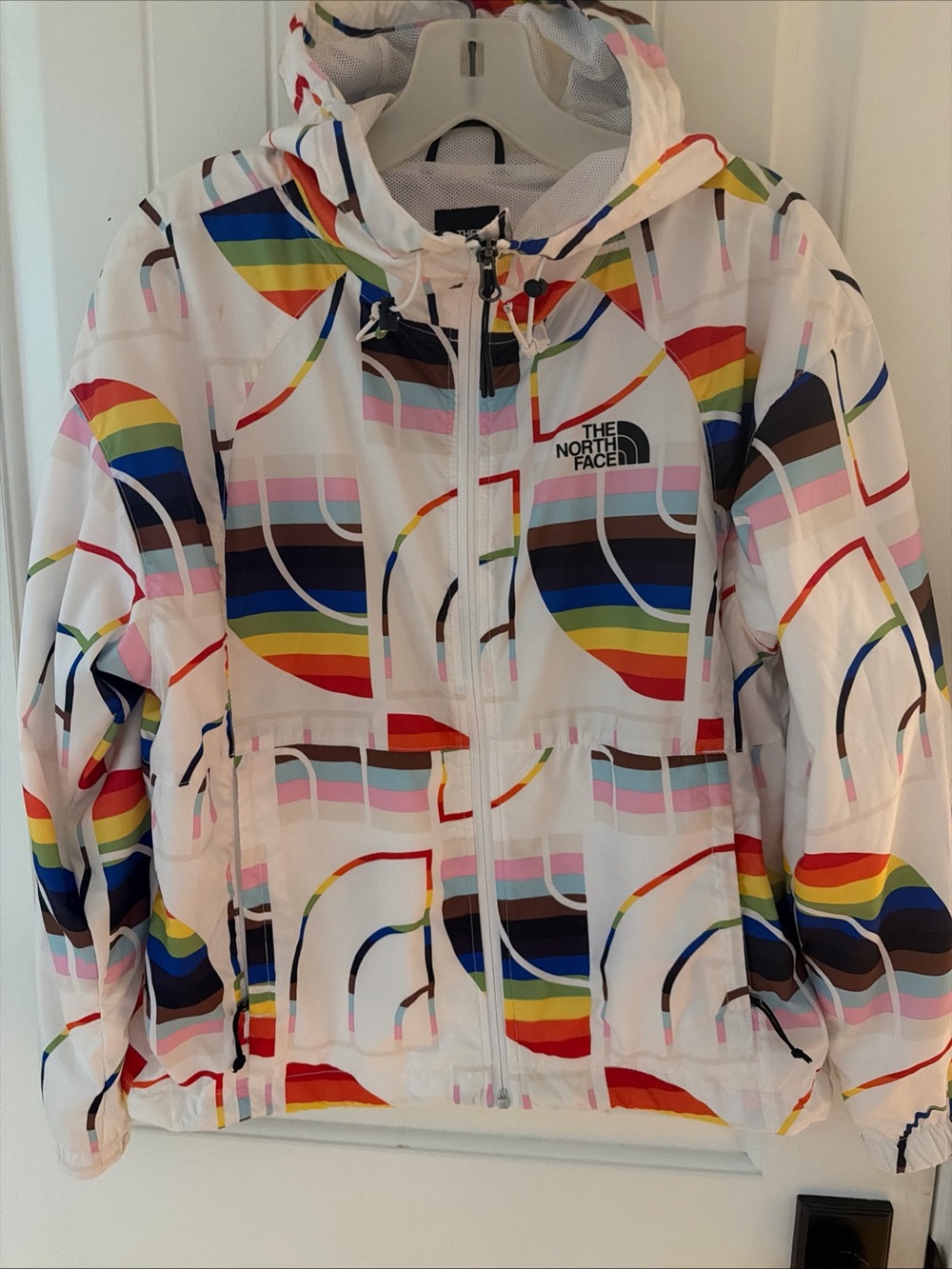 The North Face Hydrenaline Jacket Womens X Small Rainbow Logo Pride Windbreaker